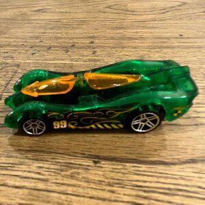 Hot Wheels 1994 Green Power Pistons Die-Cast Car Orange Windows & Yellow Flames